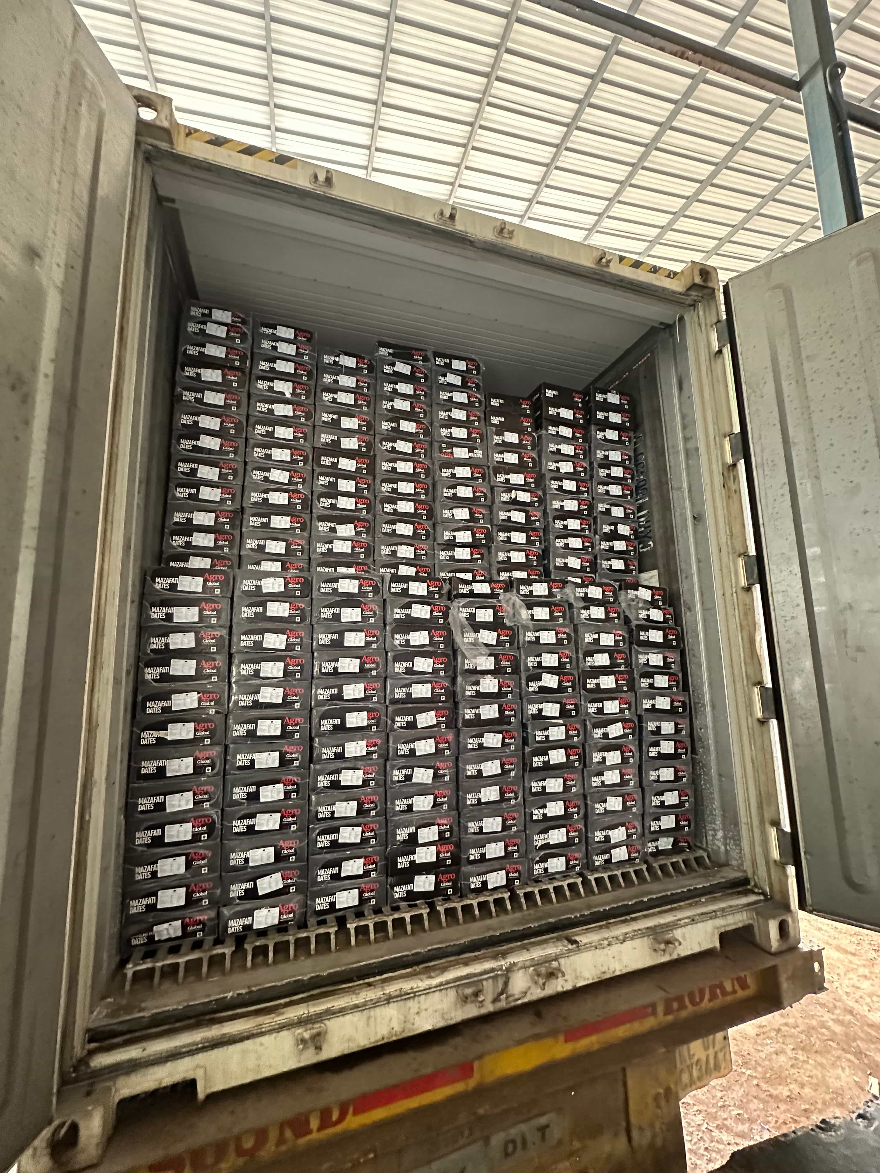 Full container shipment load of dates